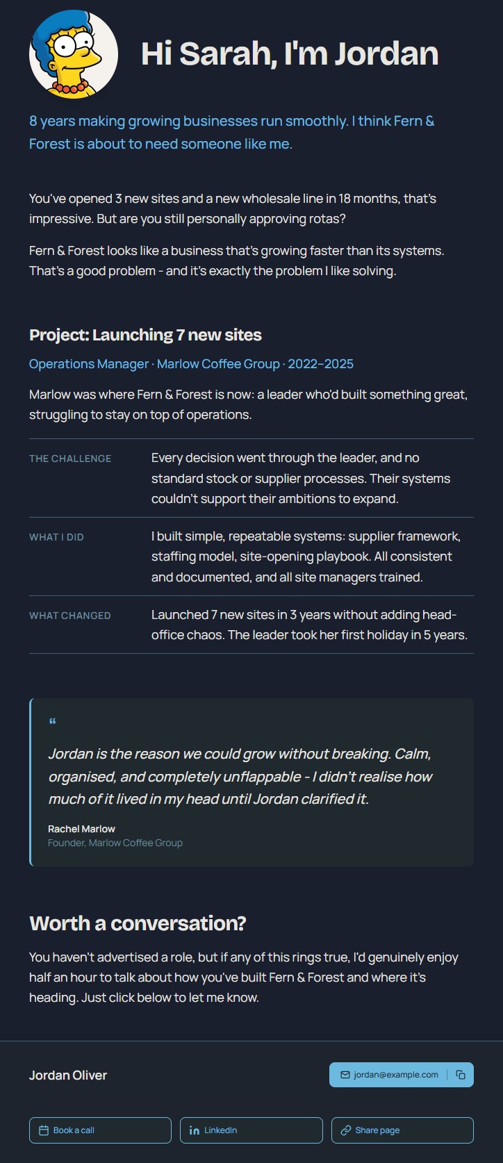 Example ProfileCraft page